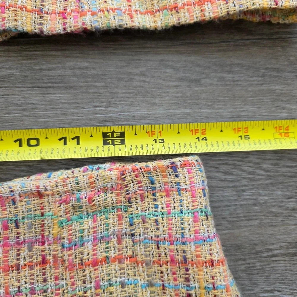 Clichy Vintage Pastel Multicolor Tweed Skirt Suit Set Yellow Pink Blue 6